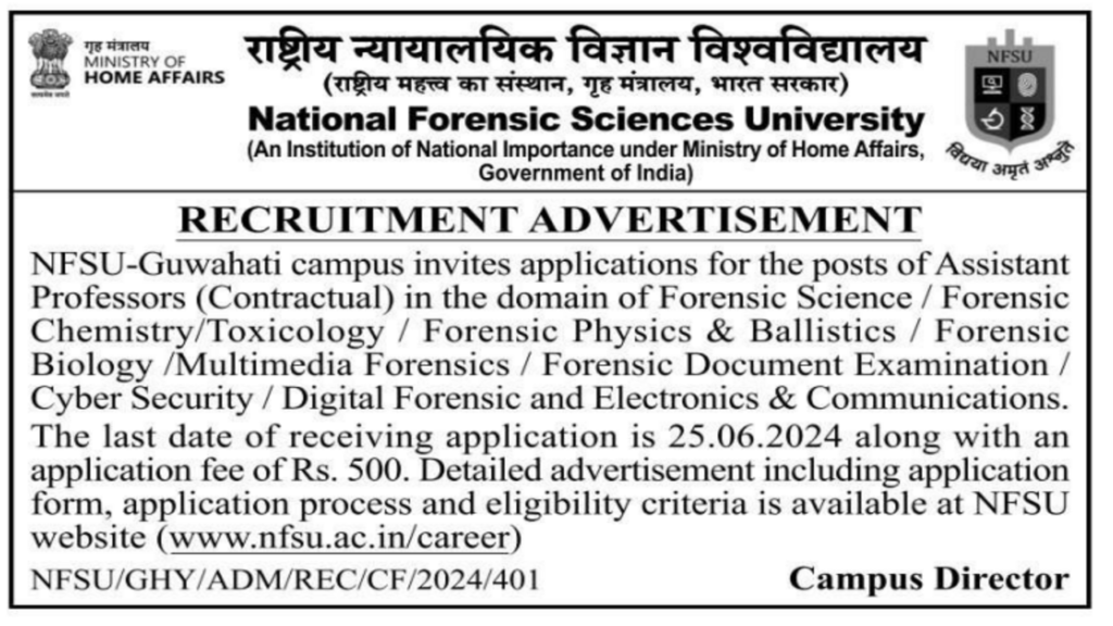 Exciting Opportunities at National Forensic Sciences University Guwahati Campus